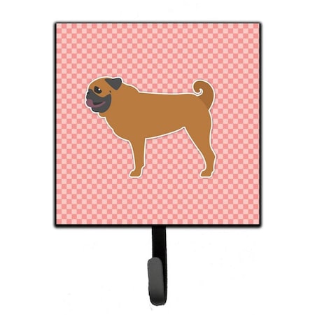 Carolines Treasures Pug Checkerboard Pink Leash or Key Holder BB3647SH4